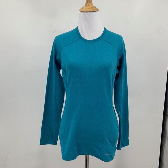 Patagonia Shirt Womens XS Cyan Polartec Capilene Midweight Crew Neck Base Layer - Picture 2 of 10